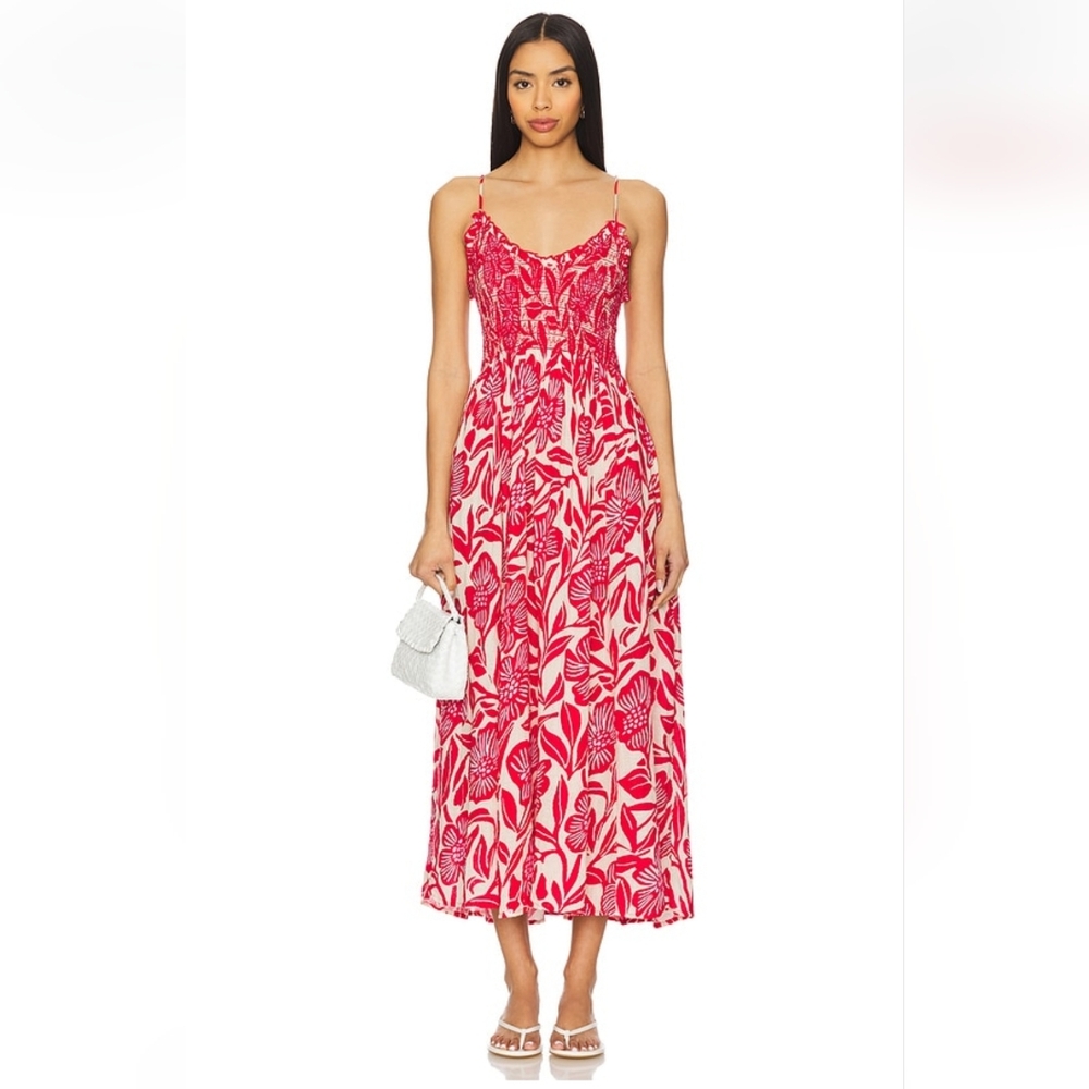 Free People Floral Red Midi Dress